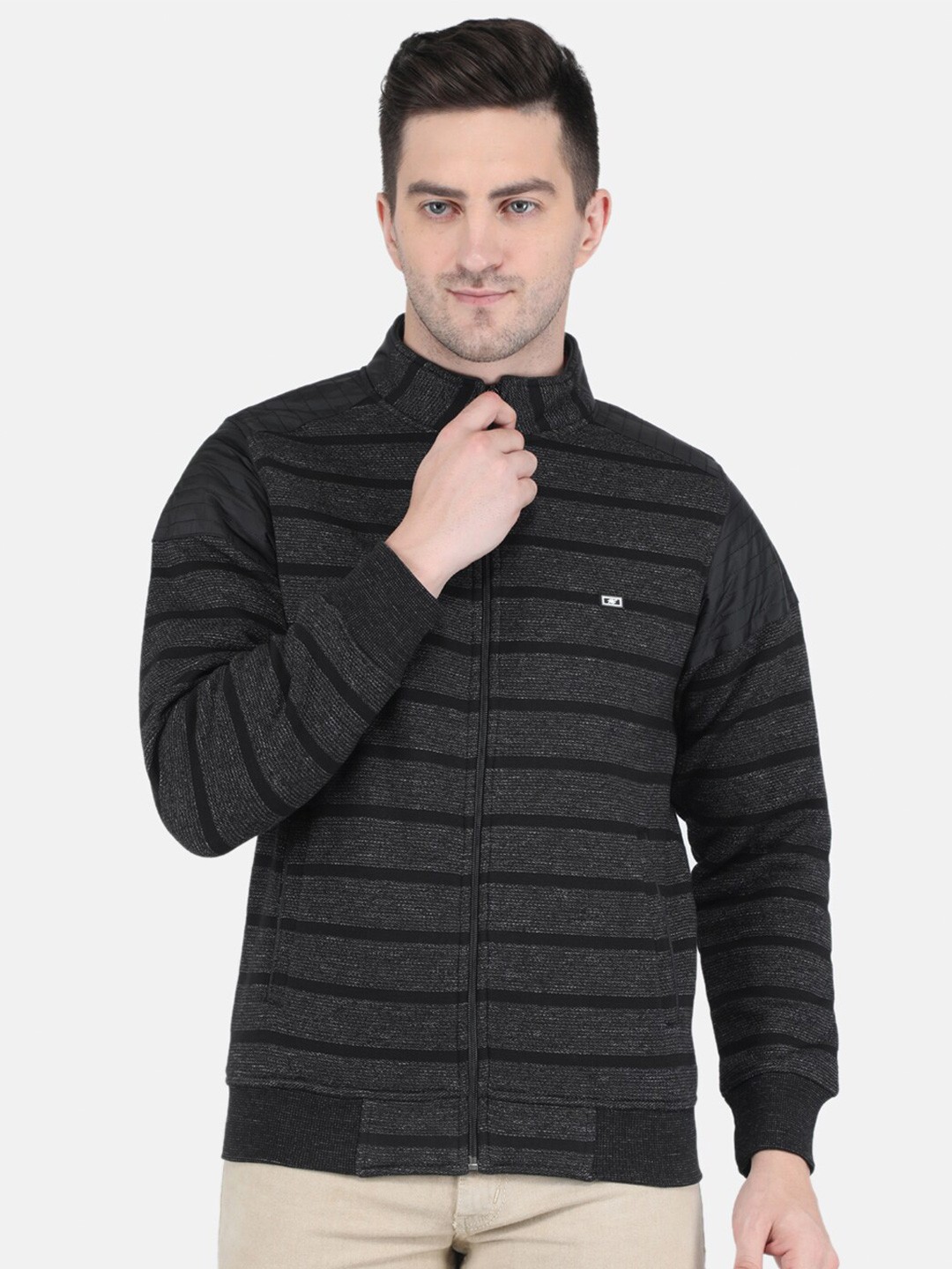 

Monte Carlo Men Black Striped Sweatshirt