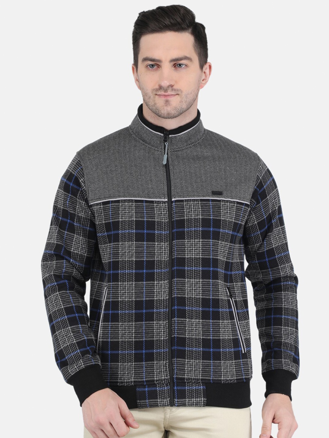 

Monte Carlo Men Grey Checked Sweatshirt