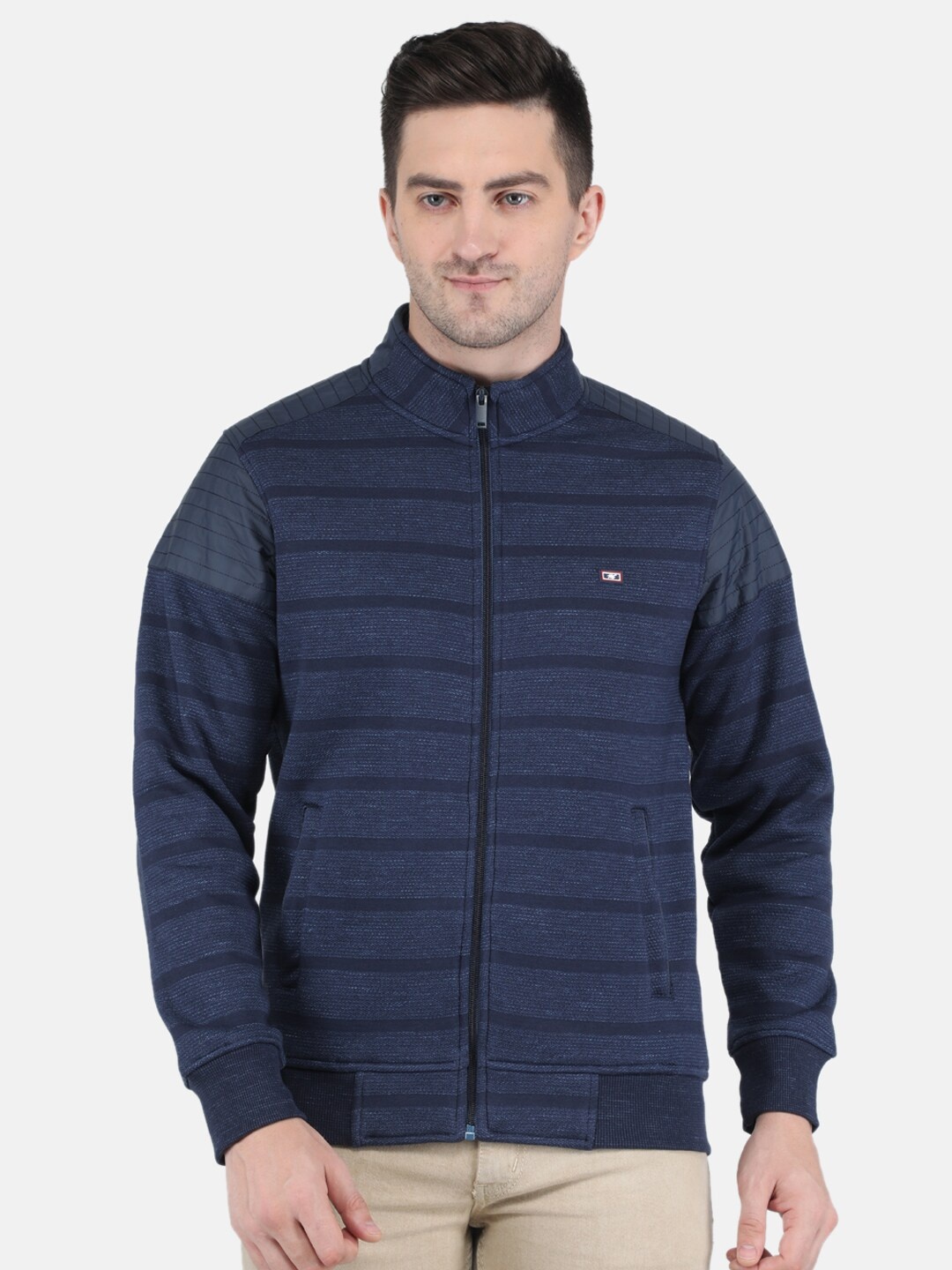 

Monte Carlo Men Navy Blue Striped Sweatshirt