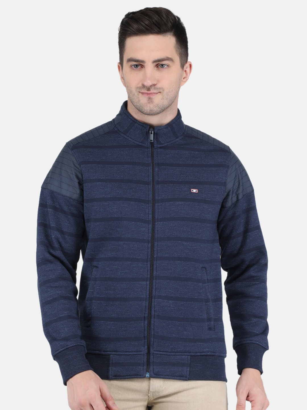 

Monte Carlo Men Navy Blue Striped Sweatshirt