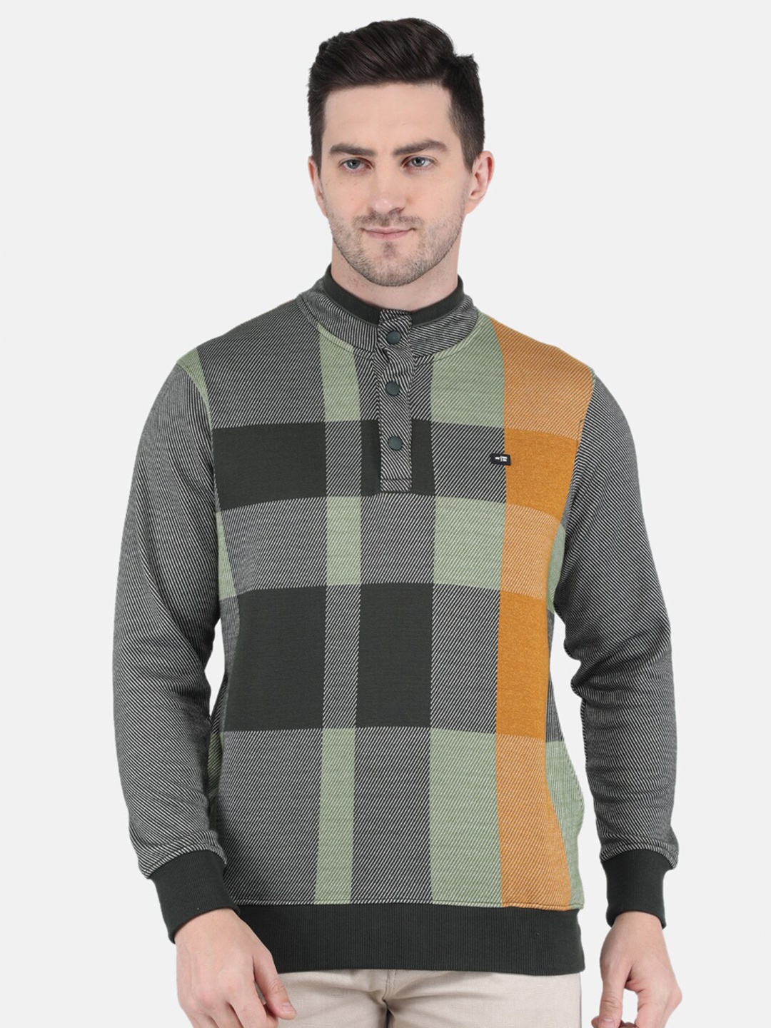 

Monte Carlo Men Green Checked Sweatshirt
