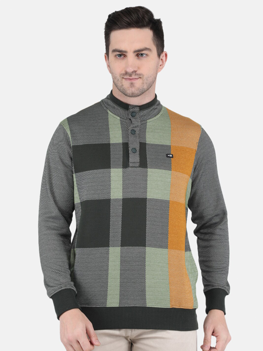 

Monte Carlo Men Green Checked Sweatshirt
