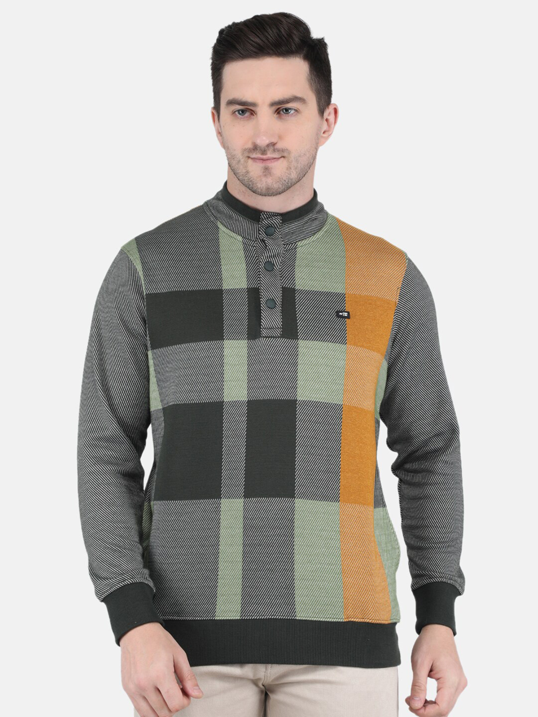 

Monte Carlo Men Green Checked Sweatshirt