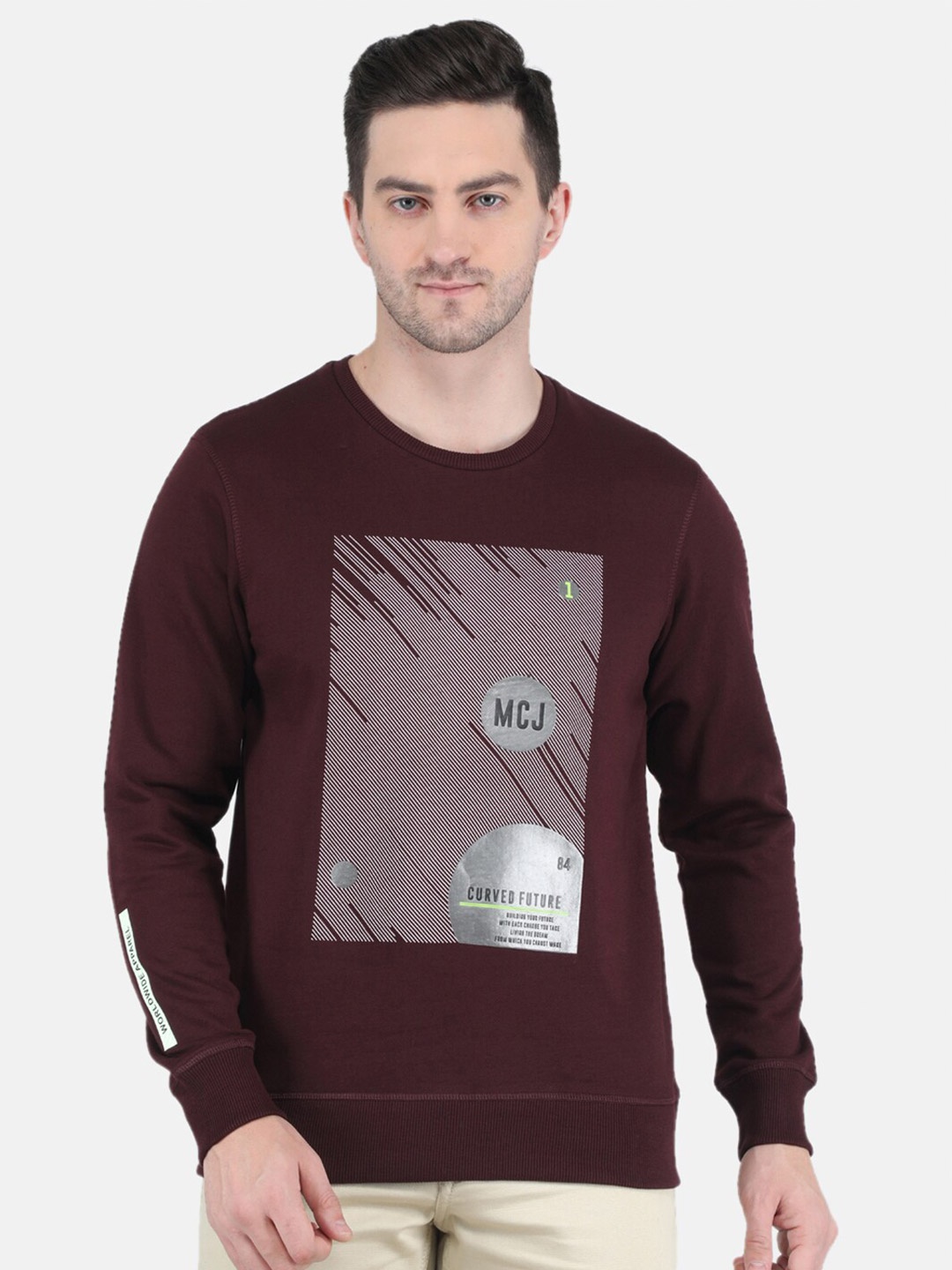 

Monte Carlo Men Plus Size Maroon Printed Sweatshirt