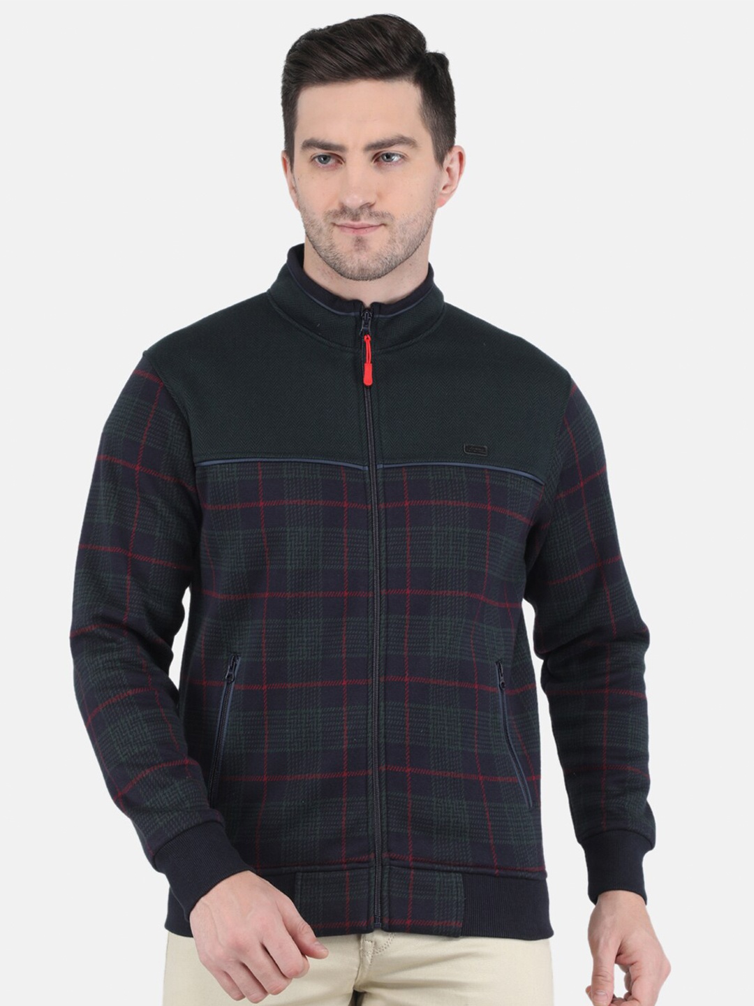 

Monte Carlo Men Green Checked Cotton Sweatshirt