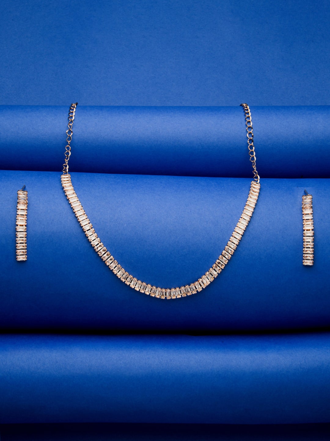

ToniQ Silver-Plated White AD Studded Jewellery Set