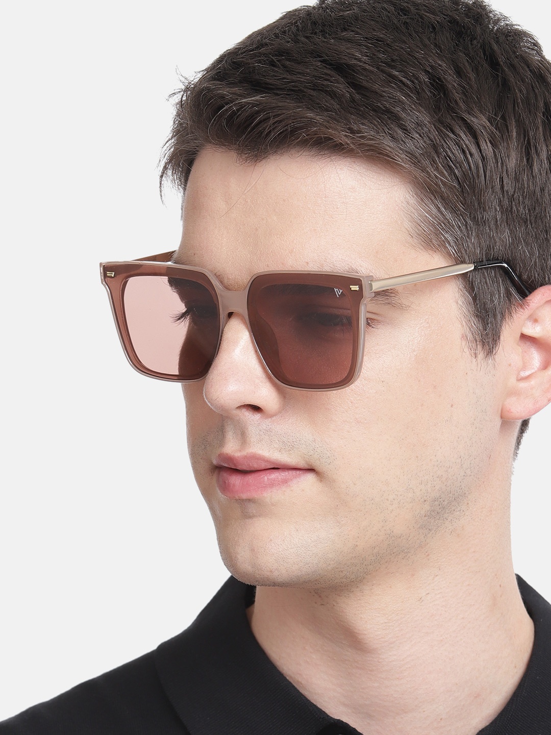

Voyage Unisex Pink Lens & Gold-Toned Sunglasses with UV Protected Lens - 631MG3882, Black