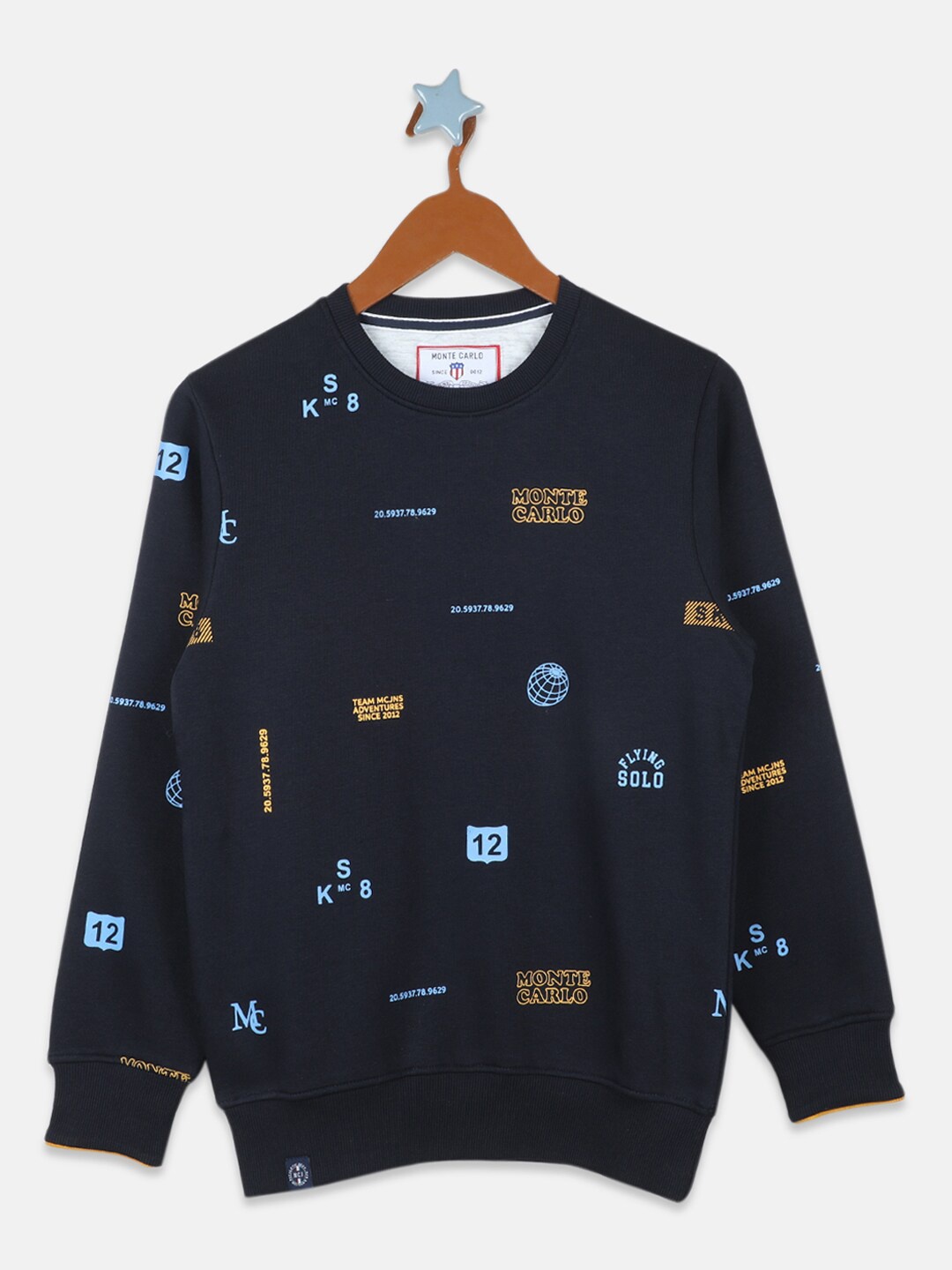 

Monte Carlo Boys Navy Blue Printed Cotton Sweatshirt