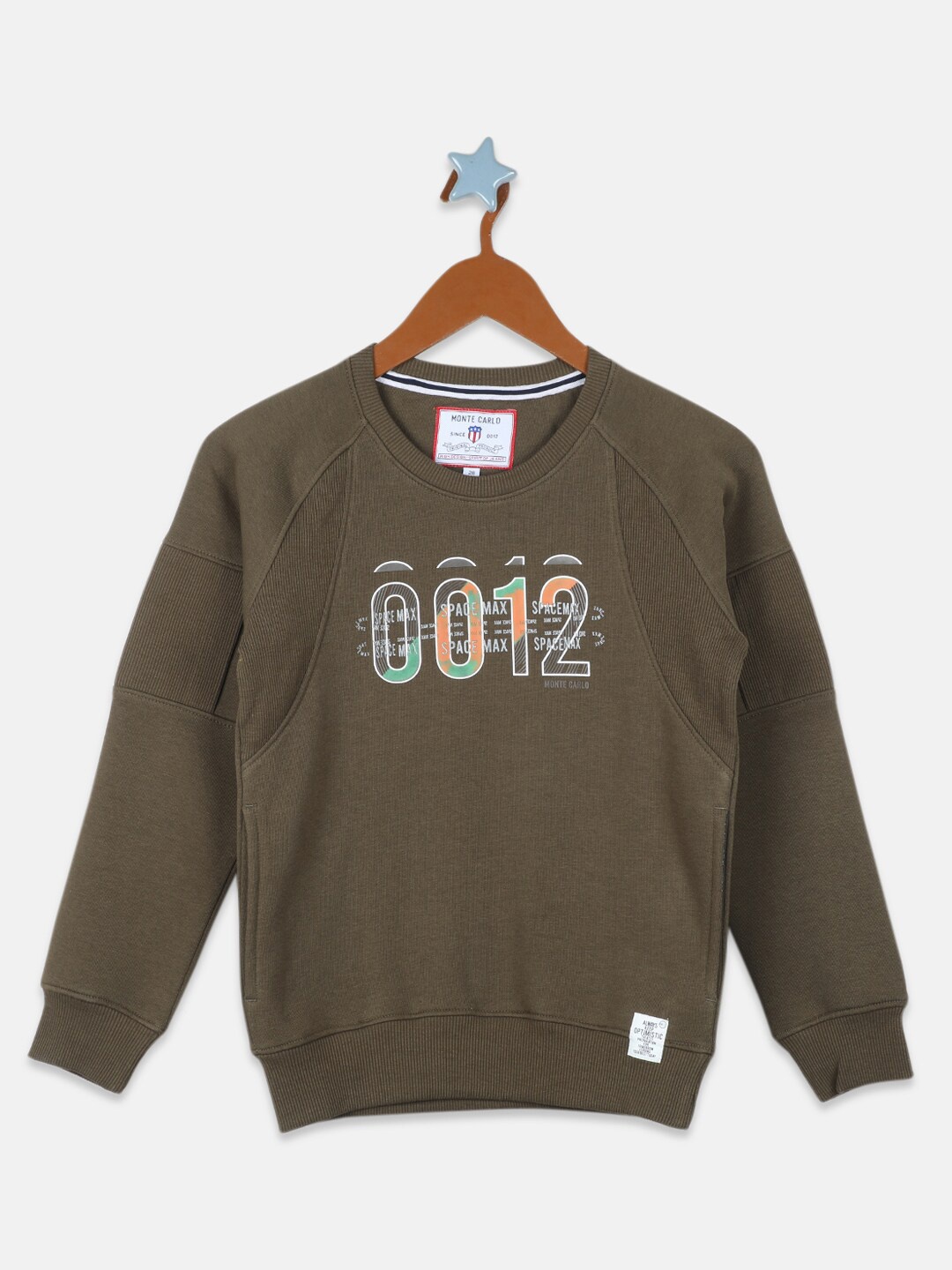 

Monte Carlo Boys Olive Green Printed Cotton Sweatshirt