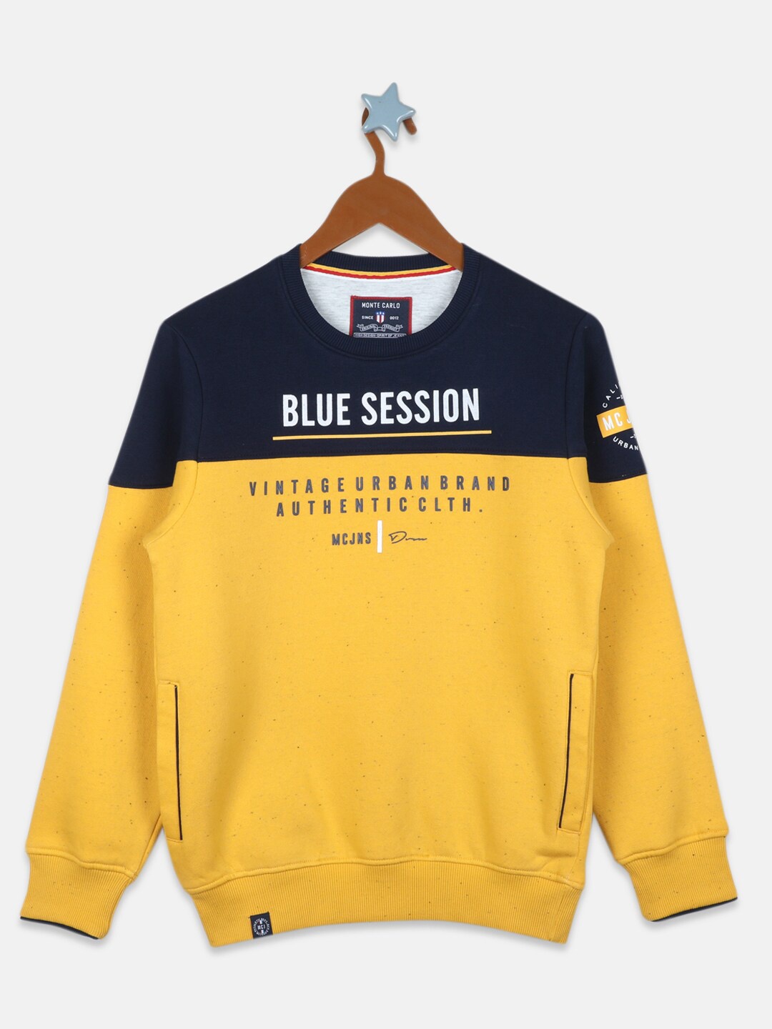 

Monte Carlo Boys Mustard Colourblocked Cotton Sweatshirt