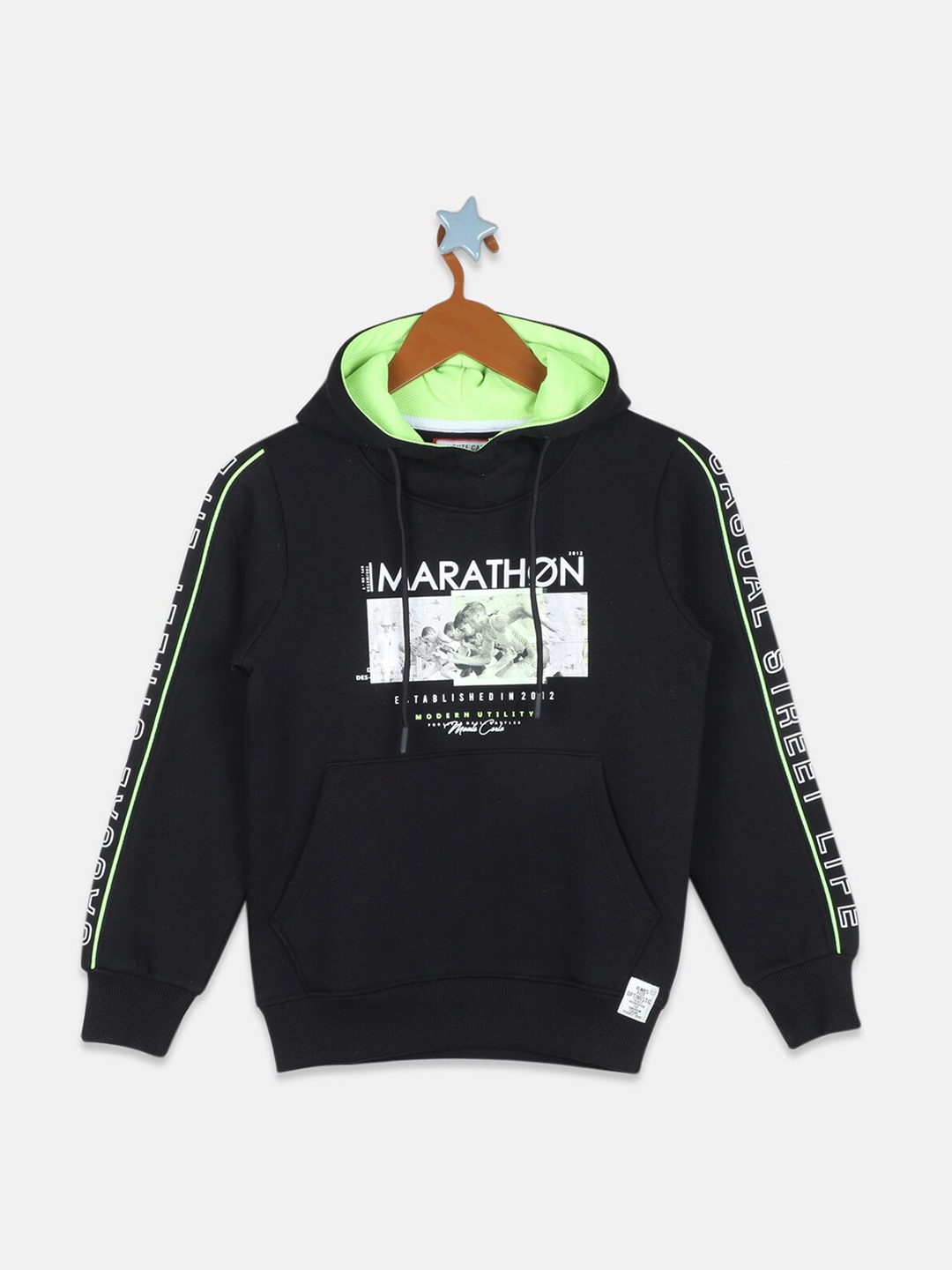 

Monte Carlo Boys Black Printed Hooded Sweatshirt