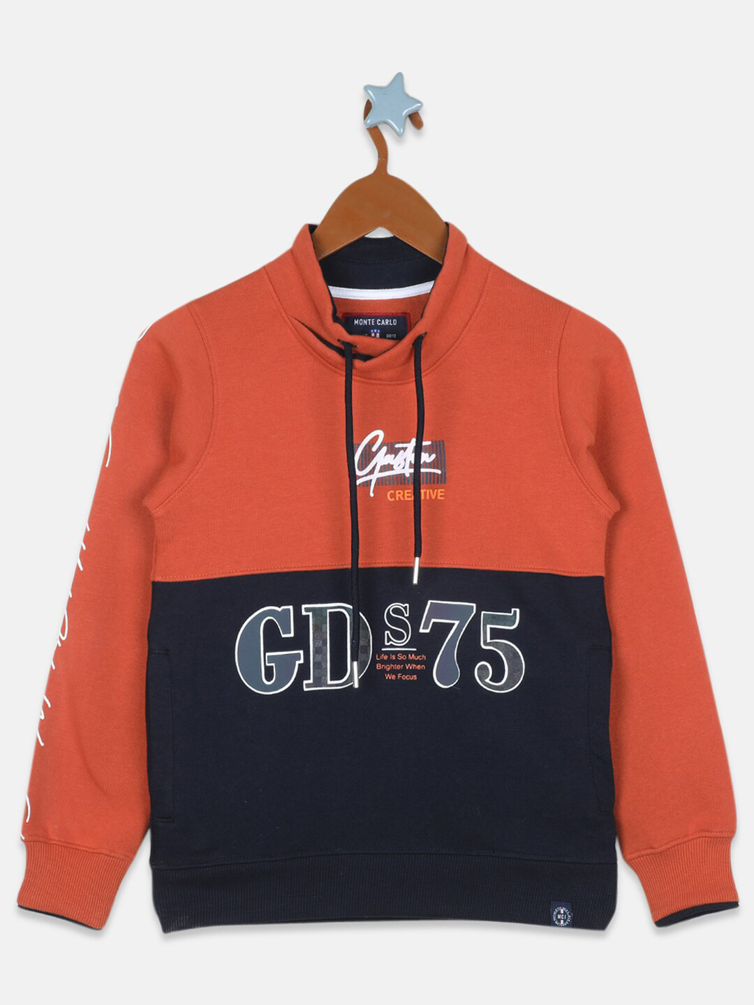

Monte Carlo Boys Orange & Navy Blue Colourblocked Sweatshirt
