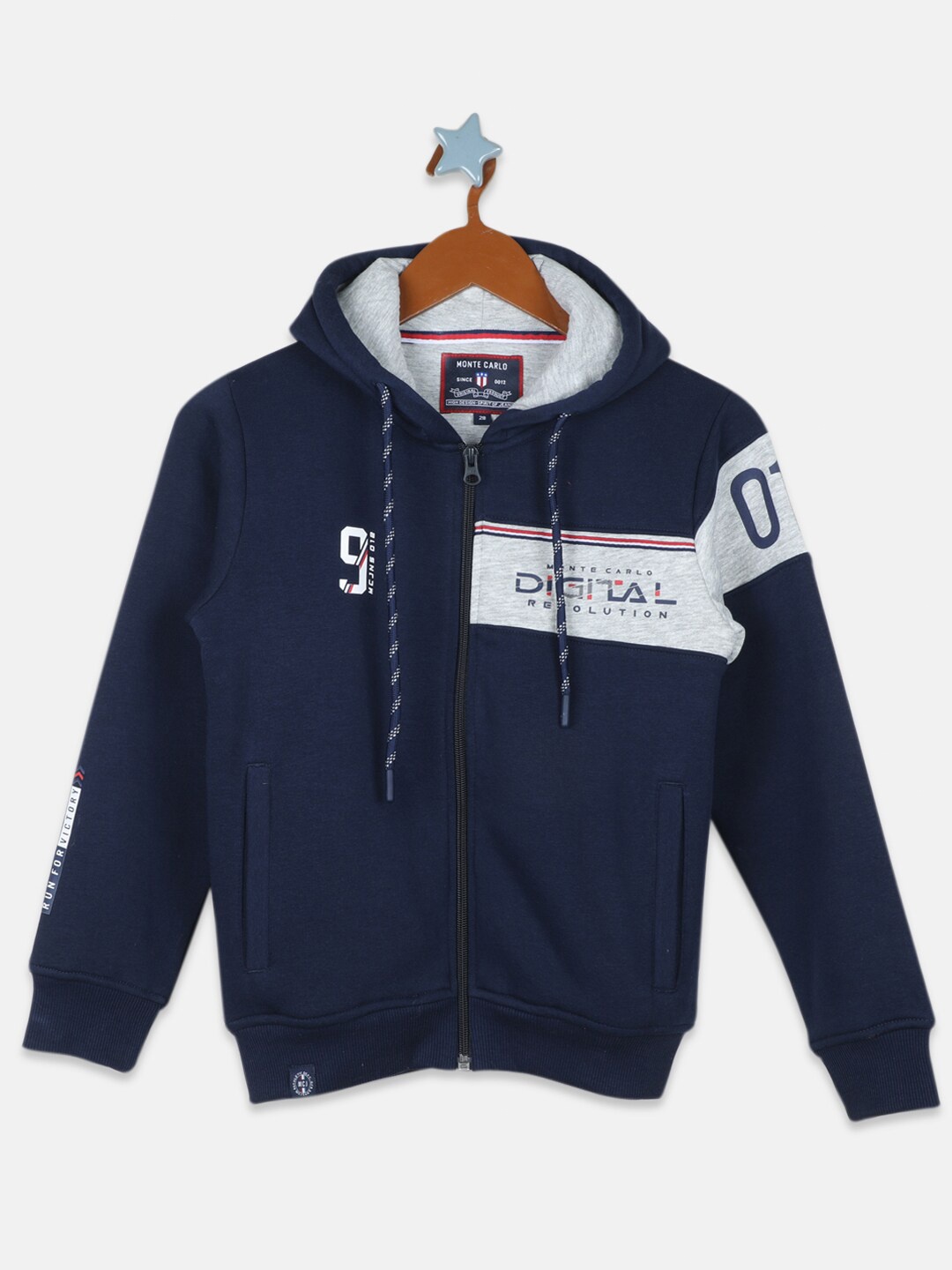 

Monte Carlo Boys Navy Blue Printed Hooded Sweatshirt