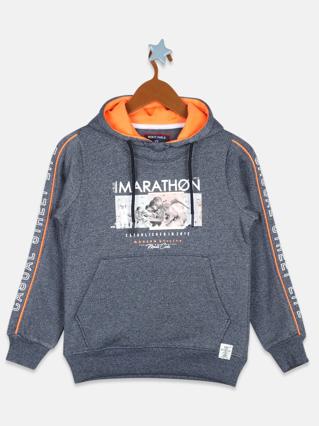 

Monte Carlo Boys Navy Blue Printed Hooded Sweatshirt