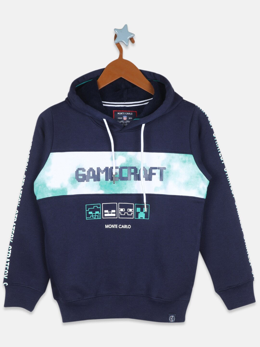 

Monte Carlo Boys Blue Printed Hooded Sweatshirt