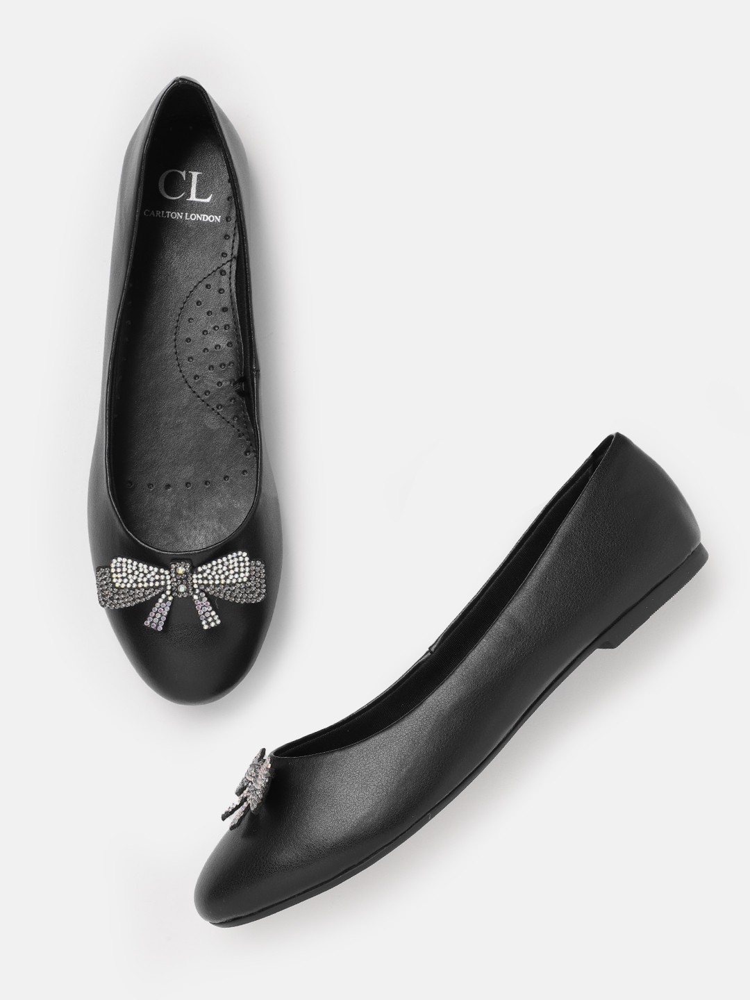 

Carlton London Women Black Solid Ballerinas with Bow Detail