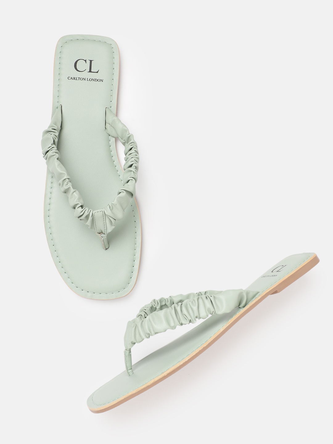 

Carlton London Women Mint Green Solid Open Toe Flats