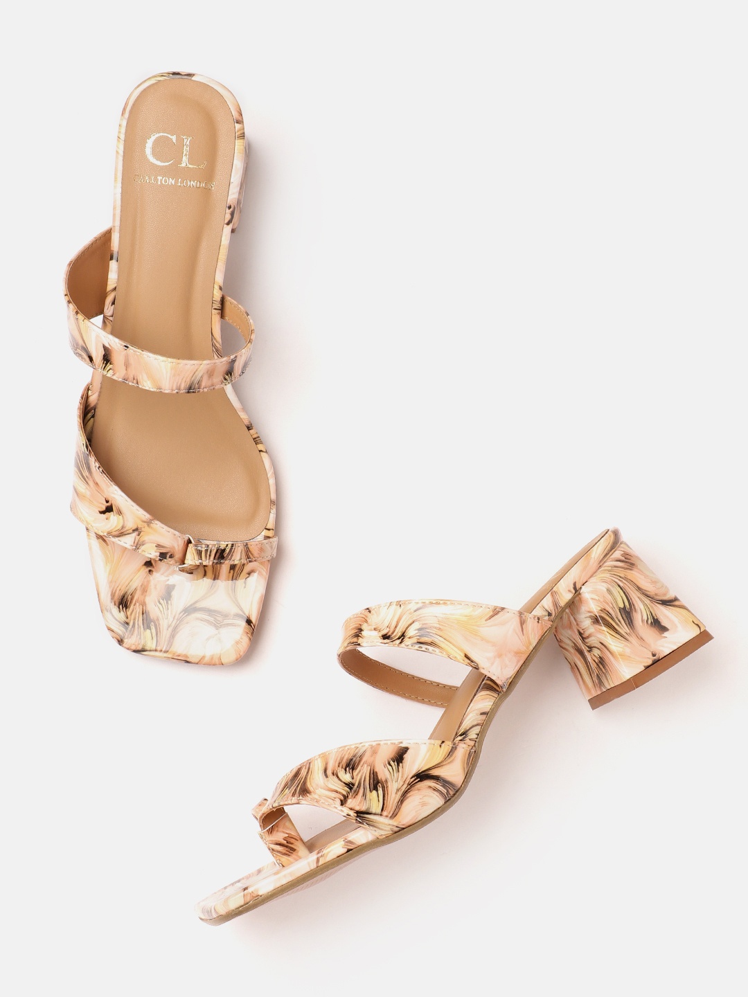 

Carlton London Women Printed Block Heels, Peach