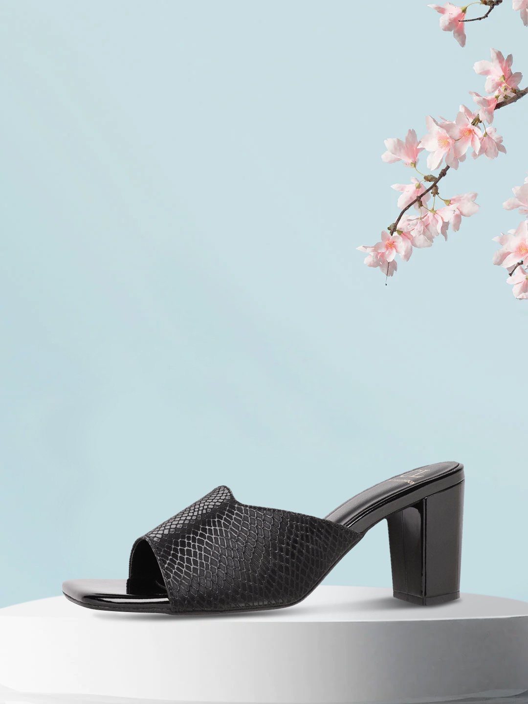 

Carlton London Women Black Textured Party Block Heel Sandals