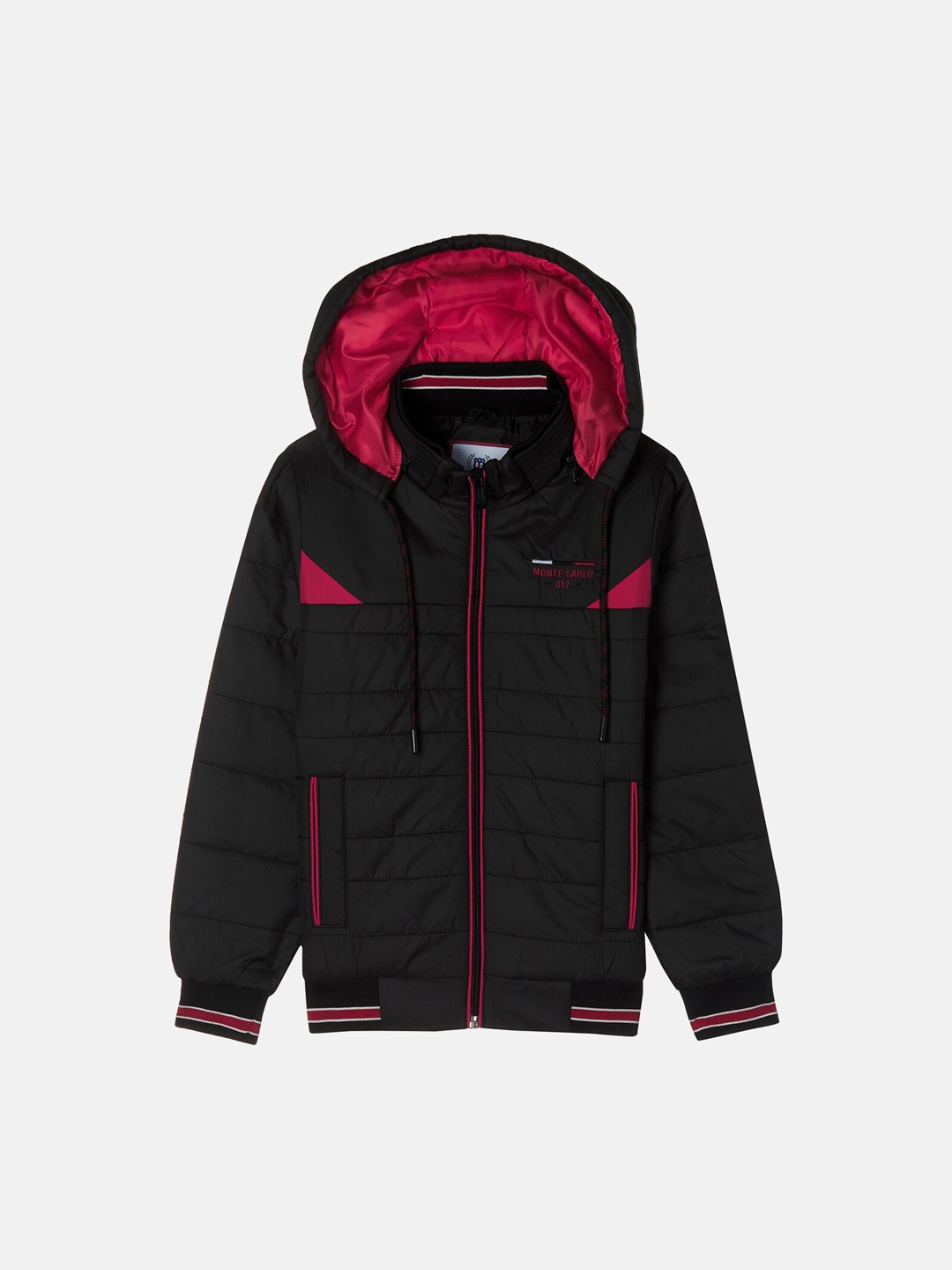 

Monte Carlo Boys Black Maroon Striped Bomber Jacket