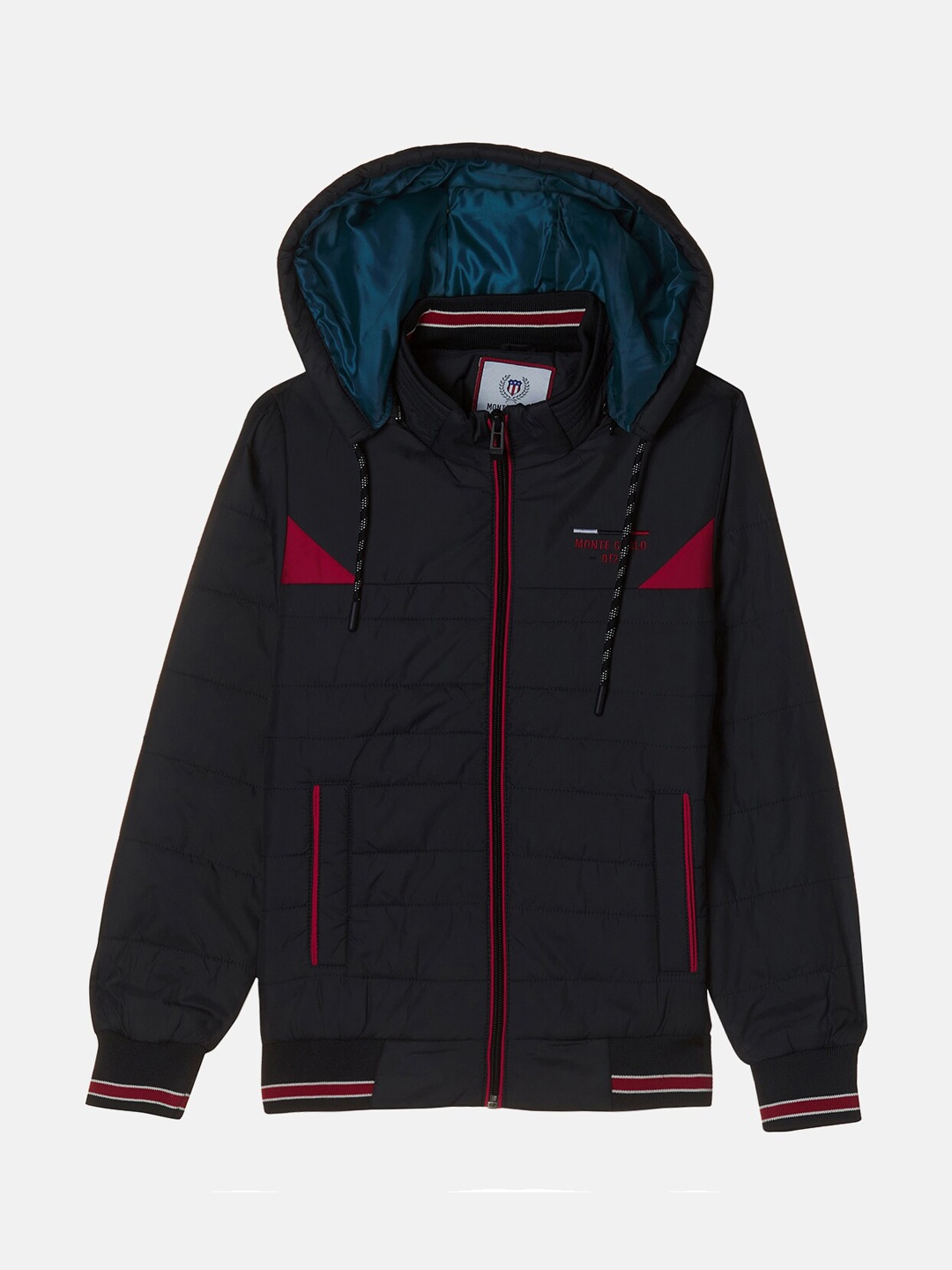

Monte Carlo Boys Black Red Striped Varsity Jacket