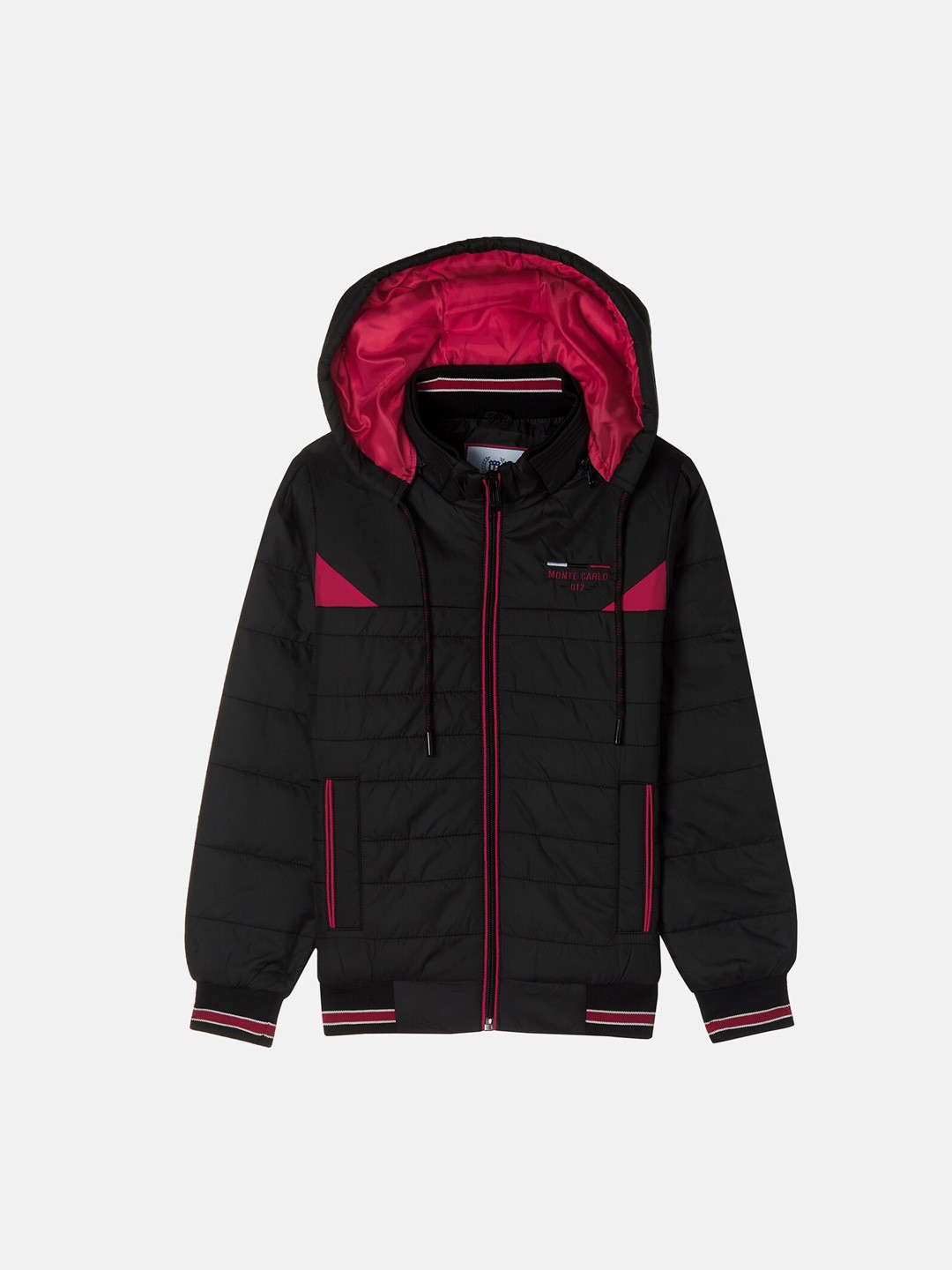 

Monte Carlo Boys Black Red Striped Bomber Jacket
