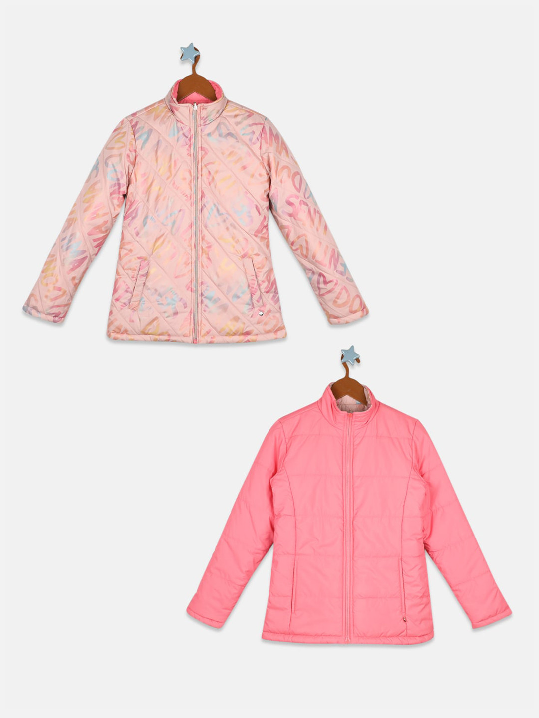 

Monte Carlo Girls Pink Peach-Coloured Typography Tailored Jacket