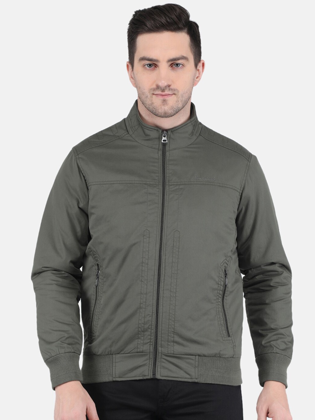

Monte Carlo Men Olive Green Cotton Bomber Jacket