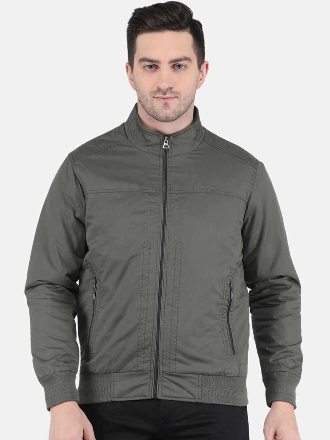 

Monte Carlo Men Olive Green Cotton Bomber Jacket