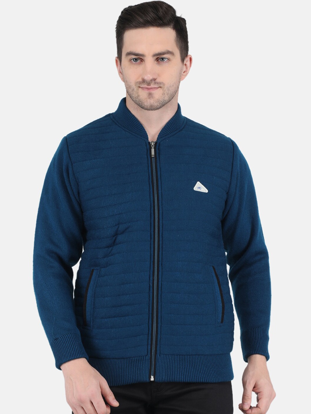 

Monte Carlo Men Blue Geometric Wool Tailored Jacket