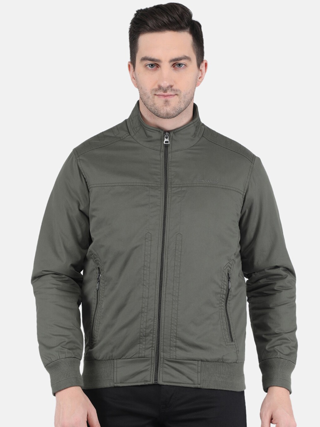 

Monte Carlo Men Olive Green Cotton Bomber Jacket