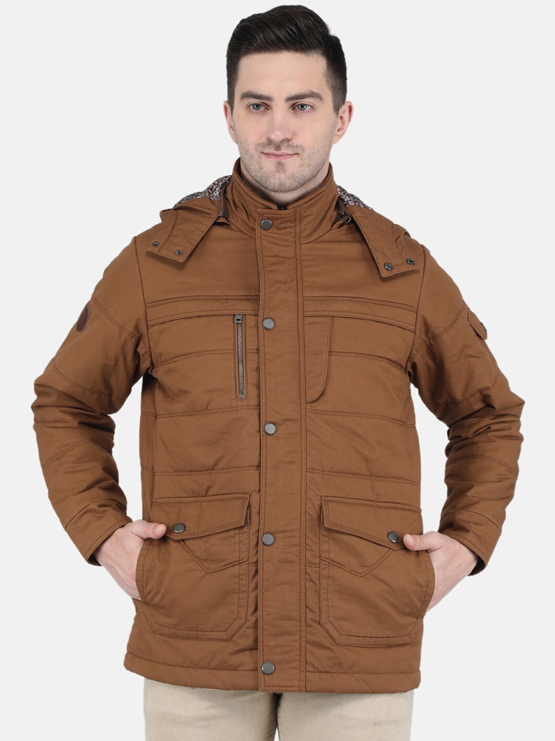 

Monte Carlo Men Brown Cotton Longline Puffer Jacket