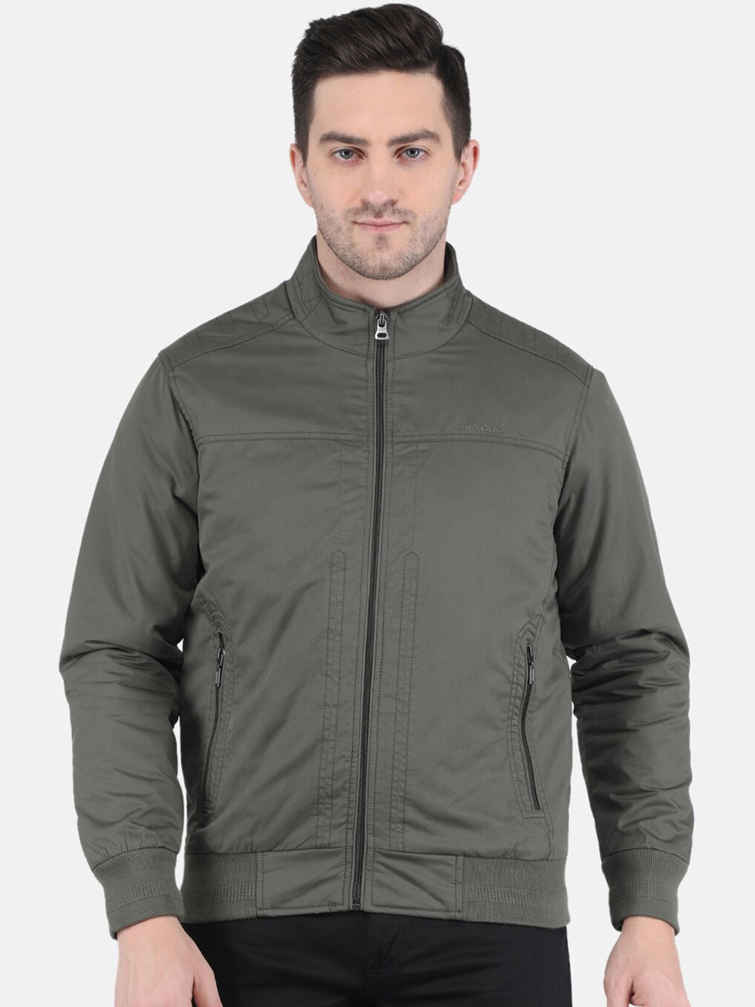

Monte Carlo Men Olive Green Cotton Bomber Jacket