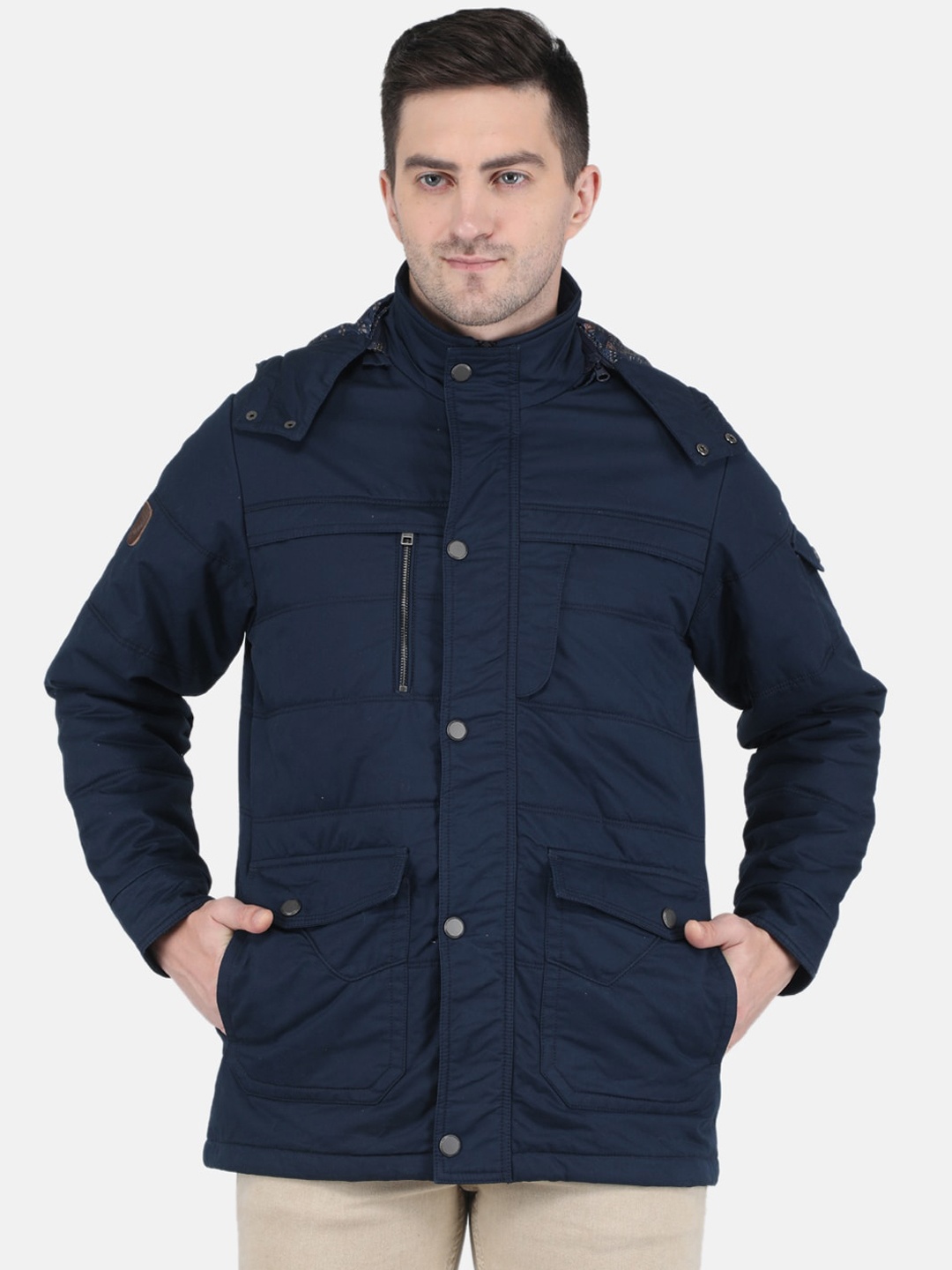 

Monte Carlo Men Blue Cotton Longline Padded Jacket