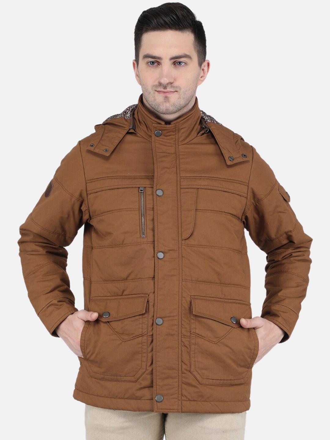 

Monte Carlo Men Brown Cotton Longline Puffer Jacket