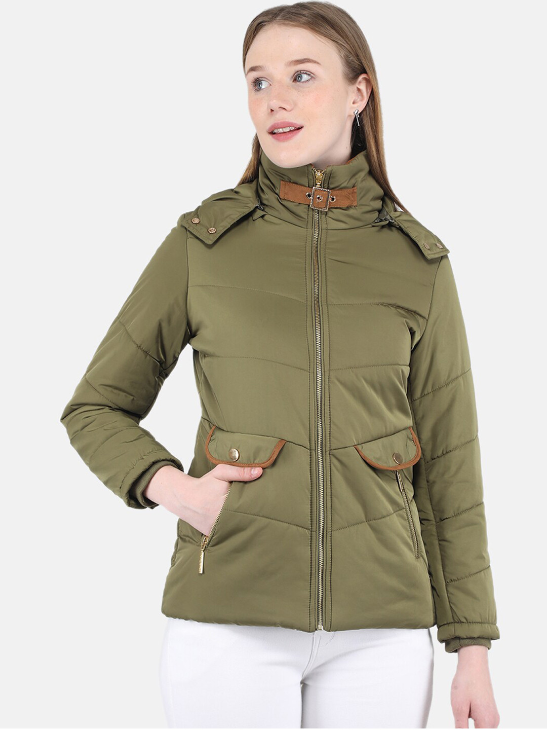 

Monte Carlo Women Green Hooded Padded Jacket