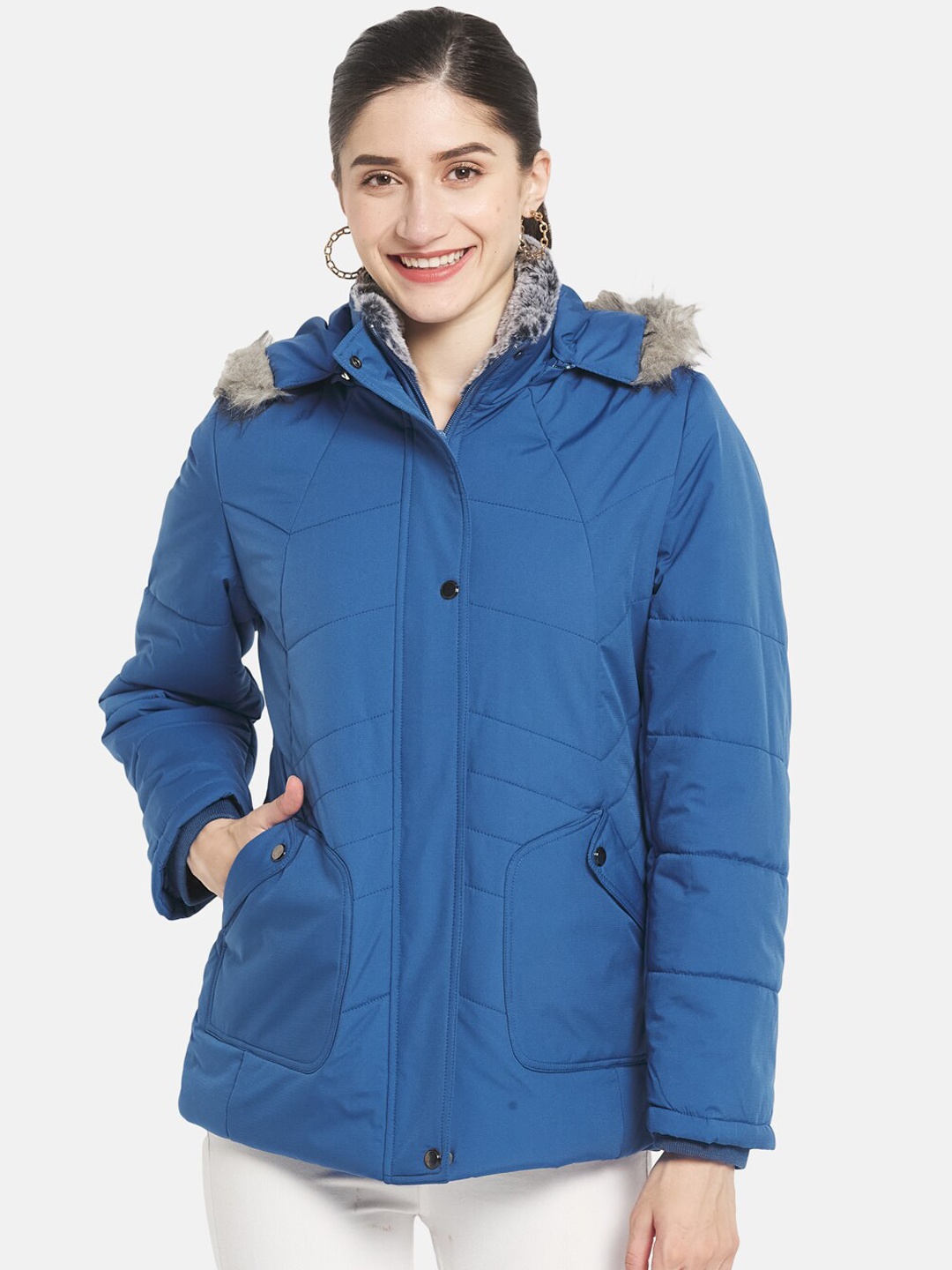 

Monte Carlo Women Blue Longline Parka Jacket