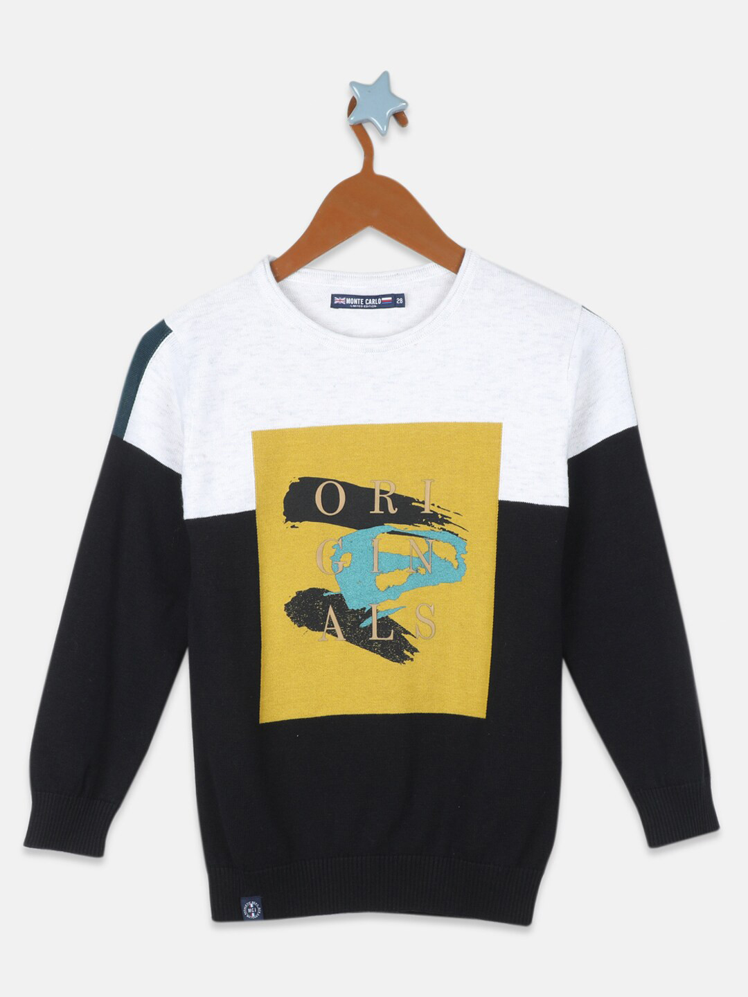 

Monte Carlo Boys Black & Yellow Printed Pure Cotton Pullover