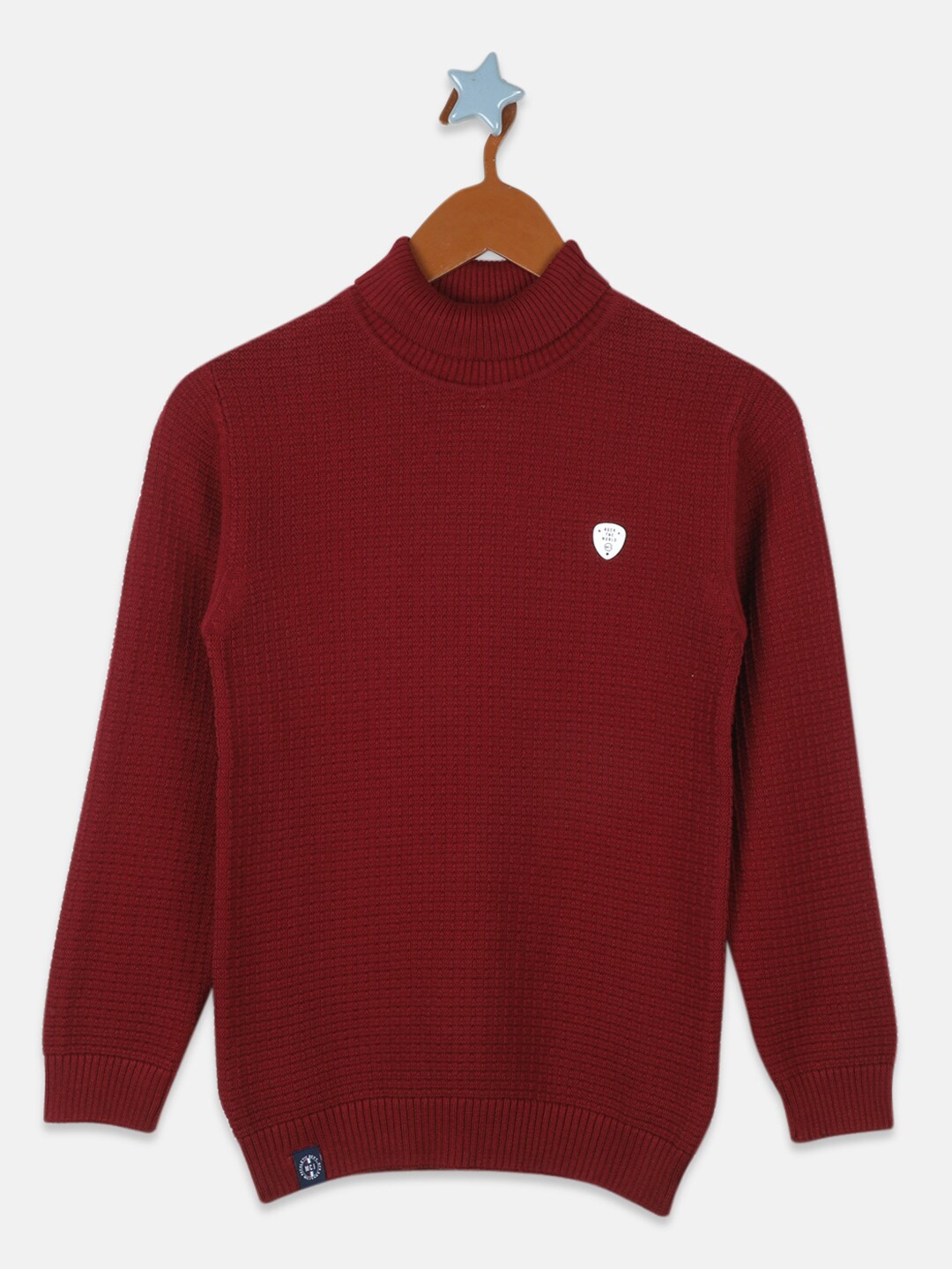 

Monte Carlo Boys Maroon Solid Pure Cotton Pullover