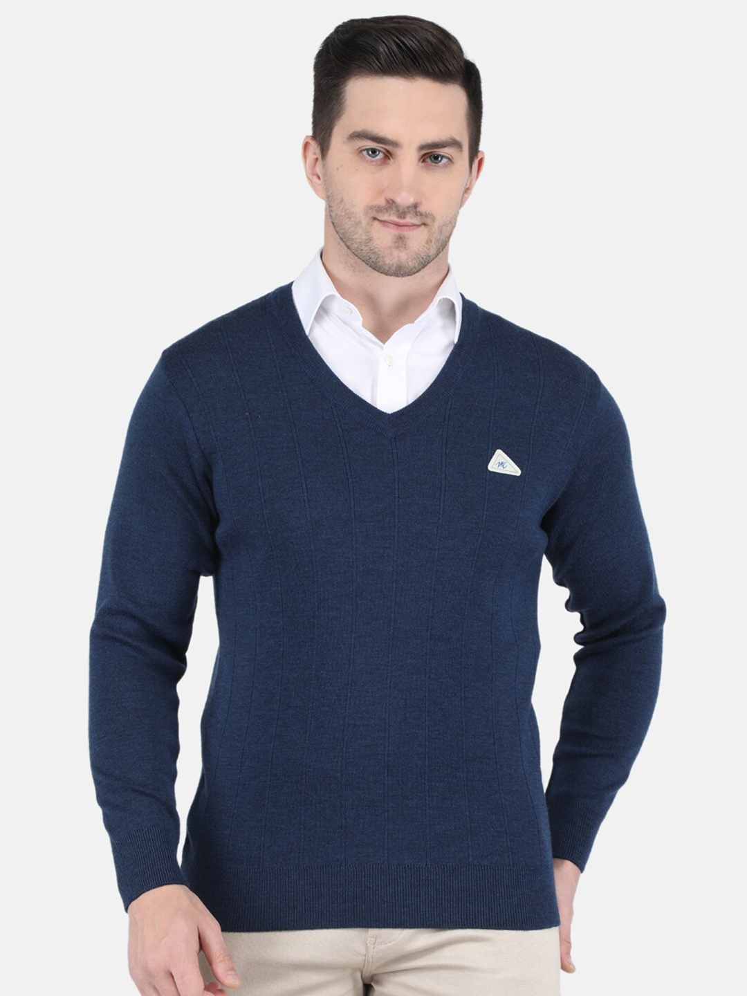 

Monte Carlo Men Blue Pure Wool Striped Pullover