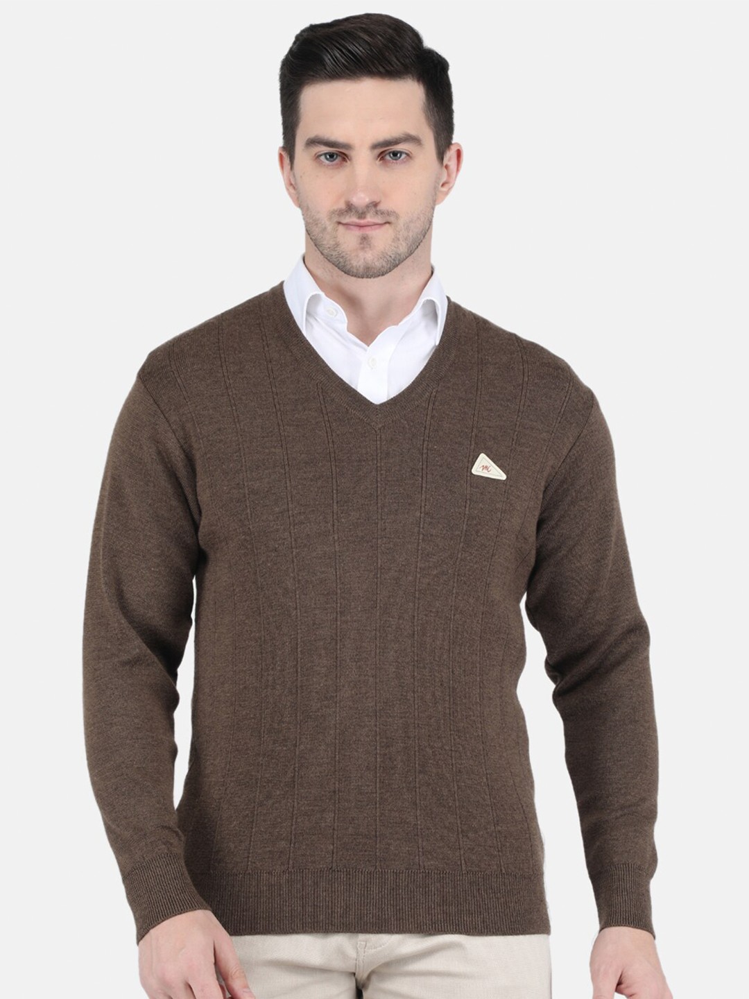 

Monte Carlo Men Brown Striped Woolen Pullover