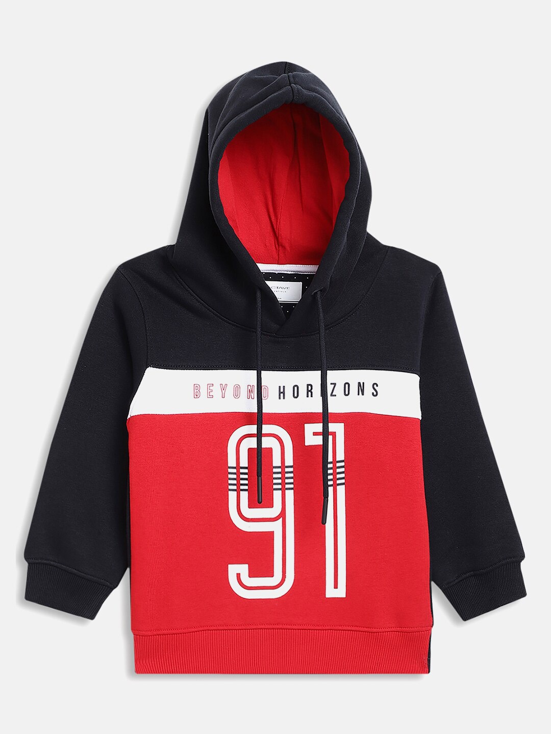 

Octave Boys Red Colourblocked Hooded Sweatshirt