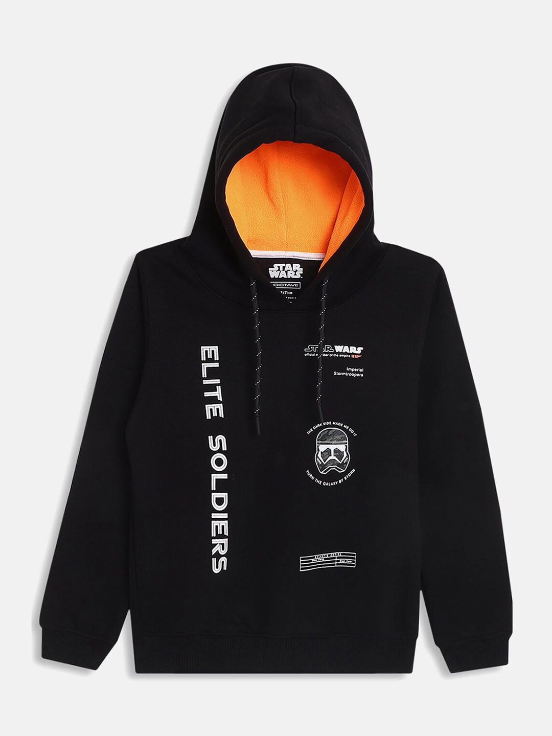 

Octave Boys Black Printed Hooded Fleece Sweatshirt