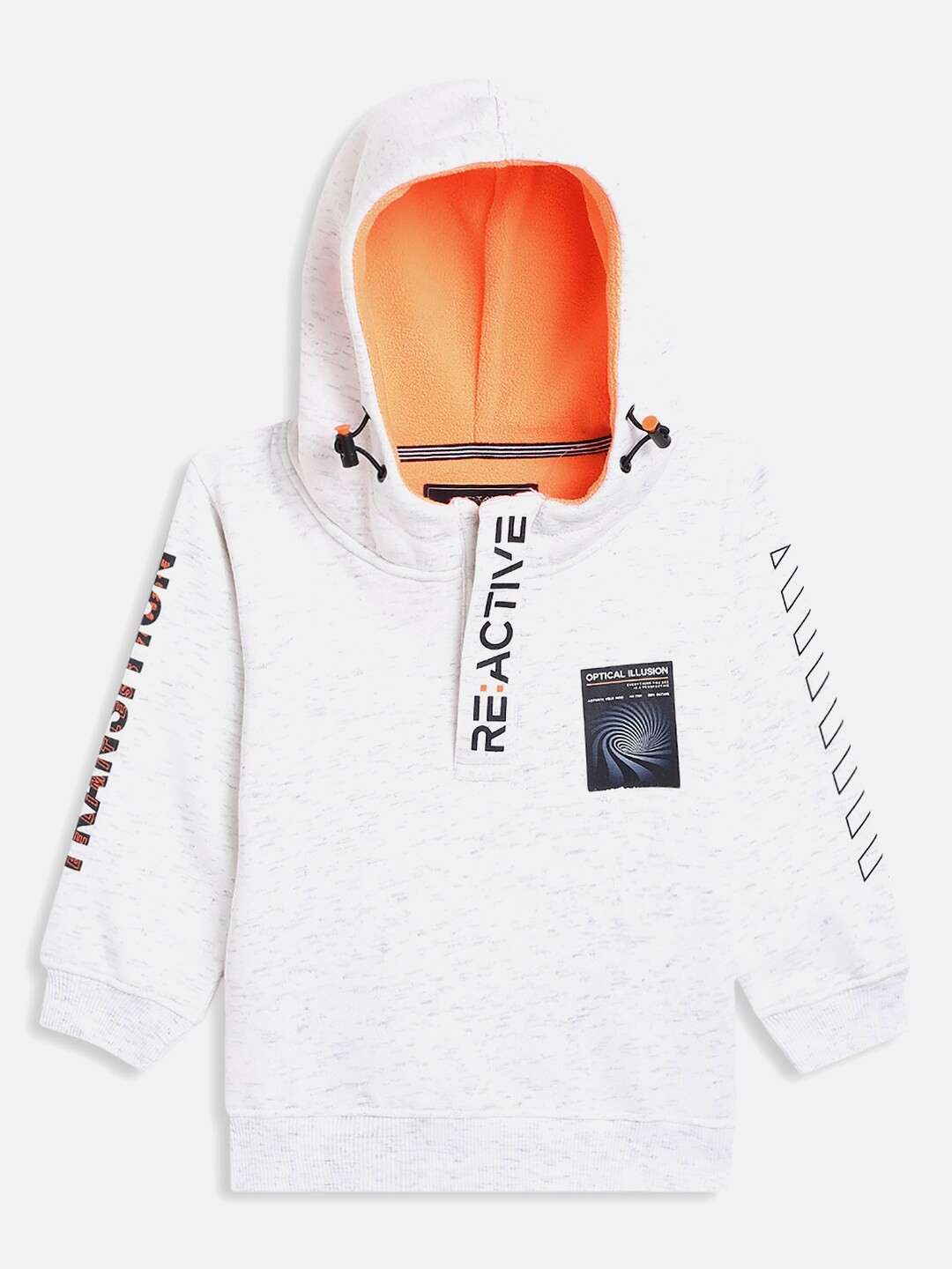 

Octave Boys White Printed Hooded Fleece Sweatshirt