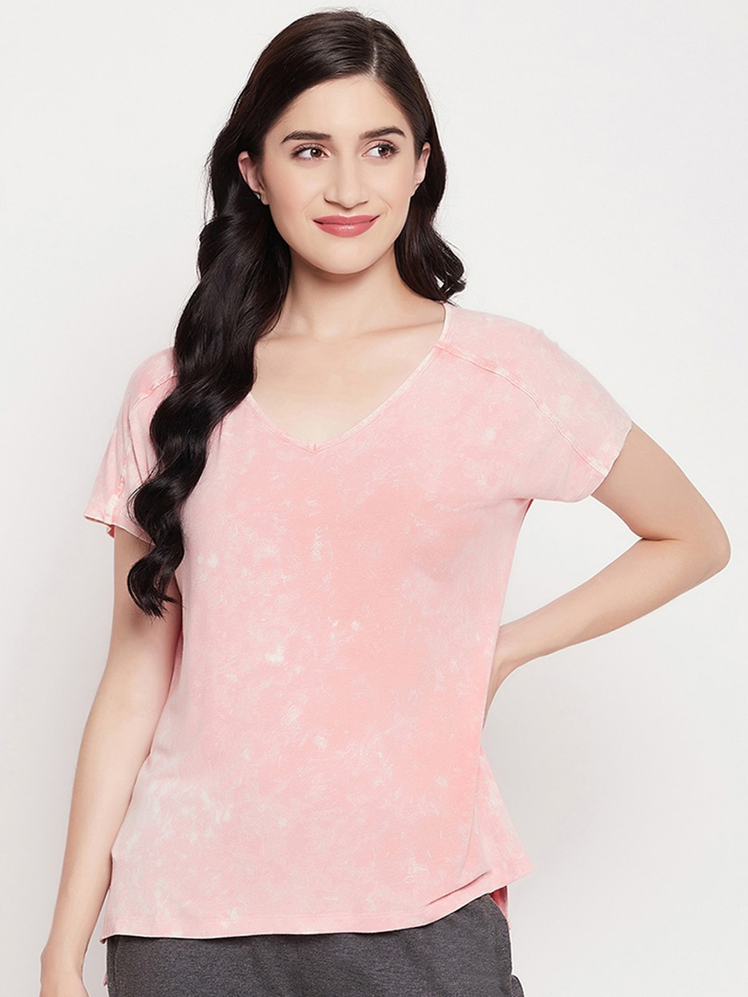 

Clovia Women Peach Printed Lounge Tshirts