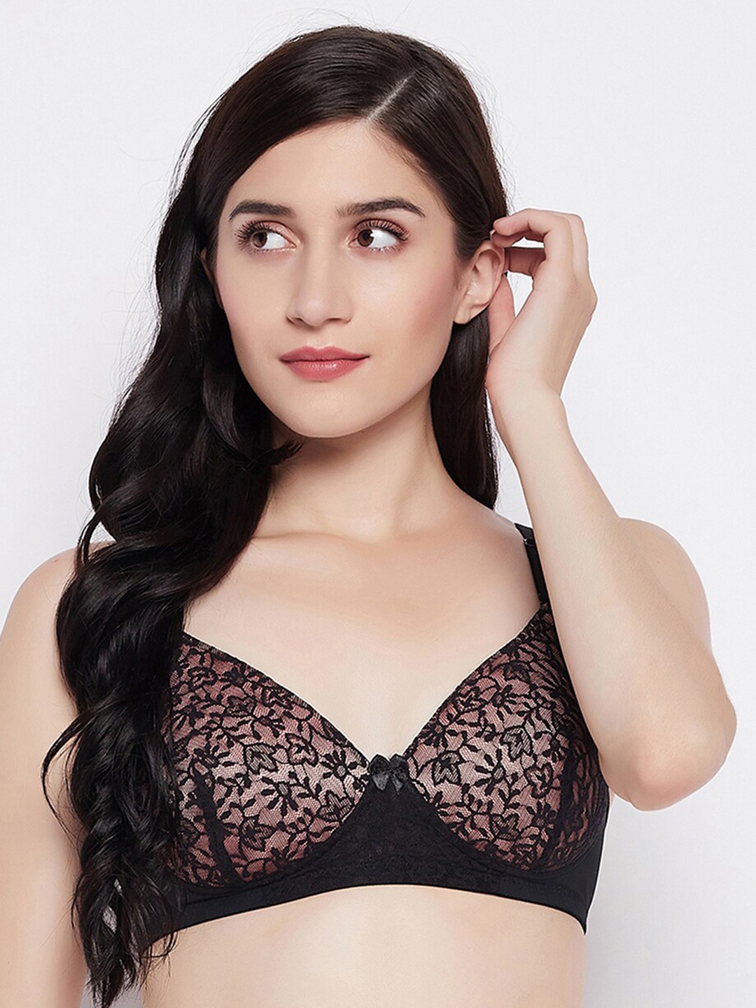 

Clovia Black & Pink Lightly Padded Bra