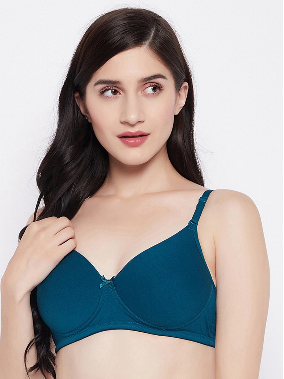 

Clovia Padded Non-Wired Cotton Demi Cup Multiway T-Shirt Bra BR1581W3632E, Teal