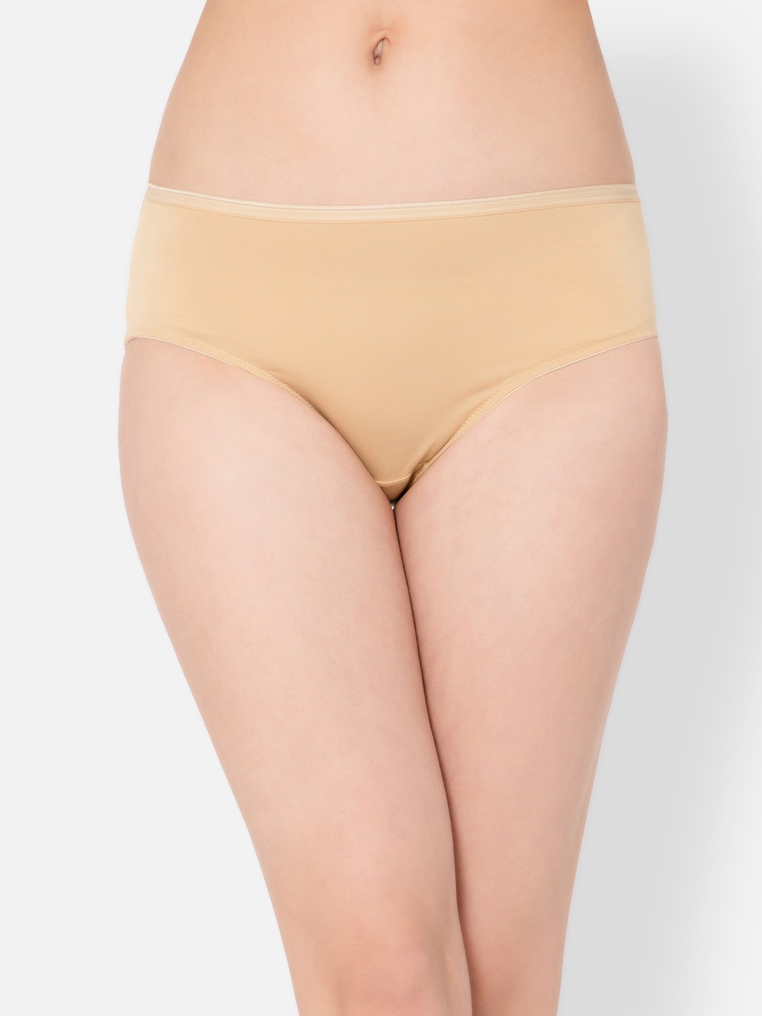 

Clovia Women Beige Solid Modal No Panty Lines Mid Waist Hipster Briefs