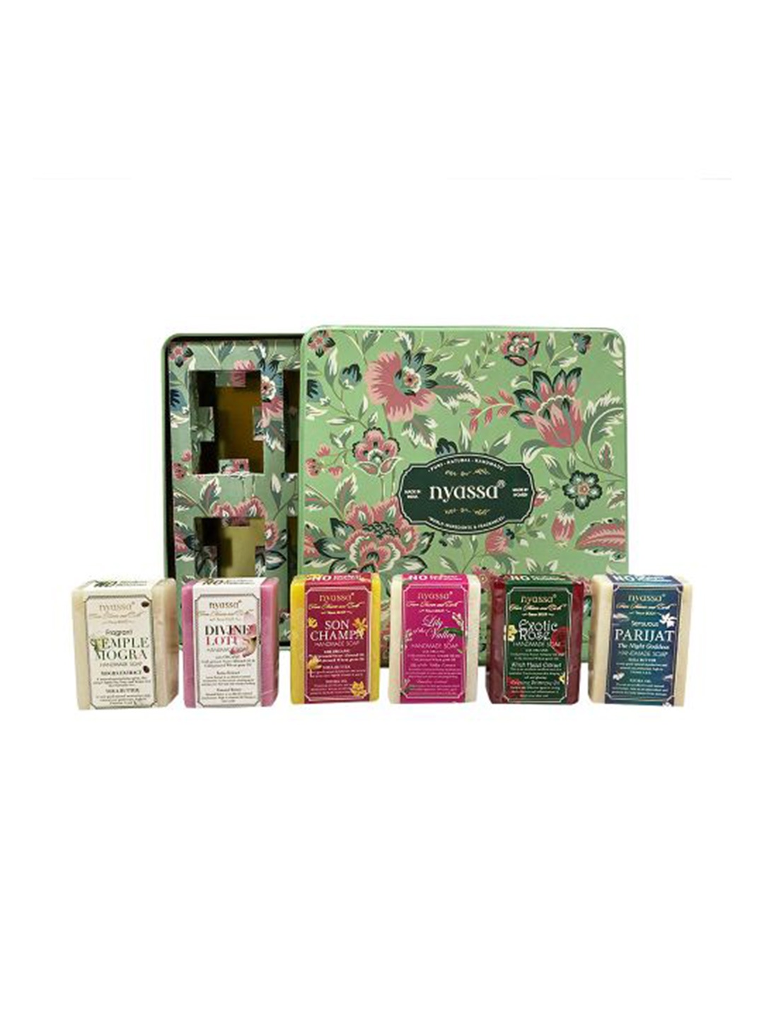 

Nyassa Floral Collection Set Of 6 Soaps with Tin Box Gift Set, Multi
