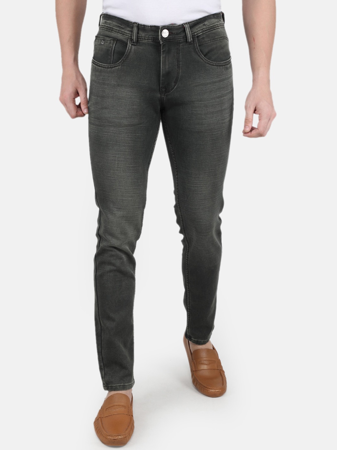 

Monte Carlo Men Olive Green Skinny Fit Light Fade Medium Shade Stretchable Jeans
